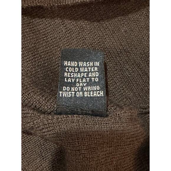 BCBGMaxazria Sz L‎ Dolman Kimono Scallop Sleeve Wool Wrap Sweater Zig Zag Retro - Picture 10 of 11